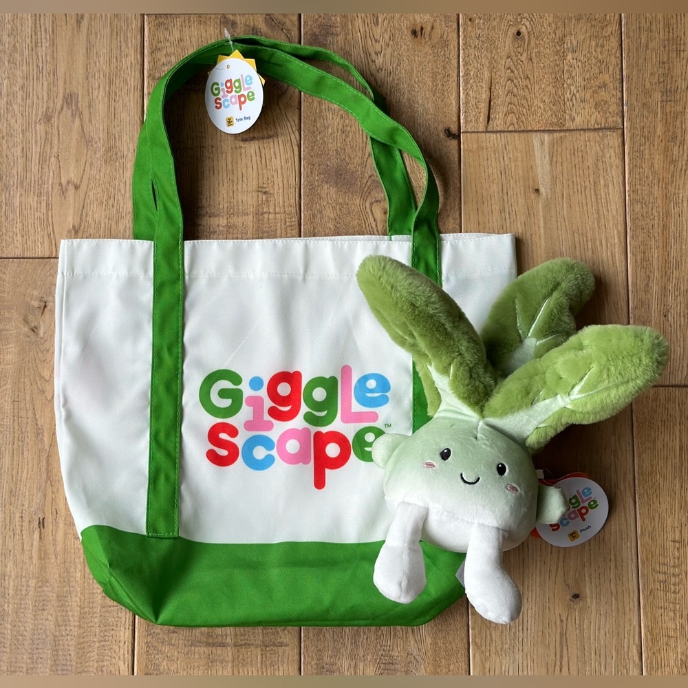 NEW Gigglescape Tote Bag and Bok Choy Plush Stuffed Animal Toy